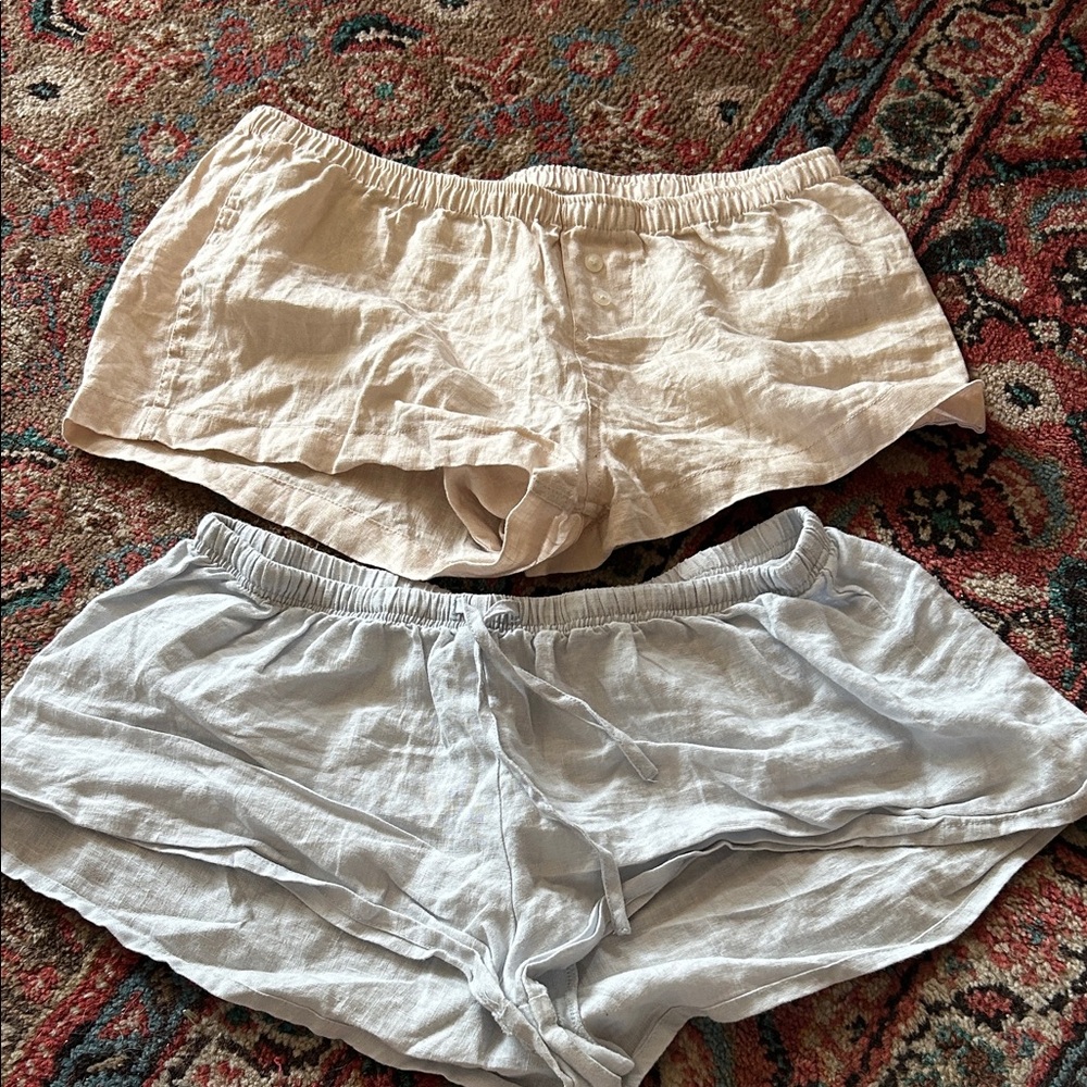 Brandy Melville Cream and Gray Pajama Shorts